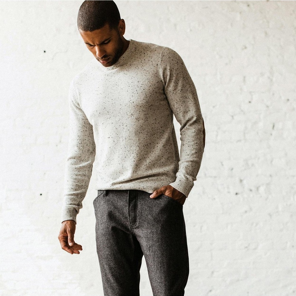 Taylor Stitch Hardtack Sweater with Suede Elbow Patches - Picture 4 of 8